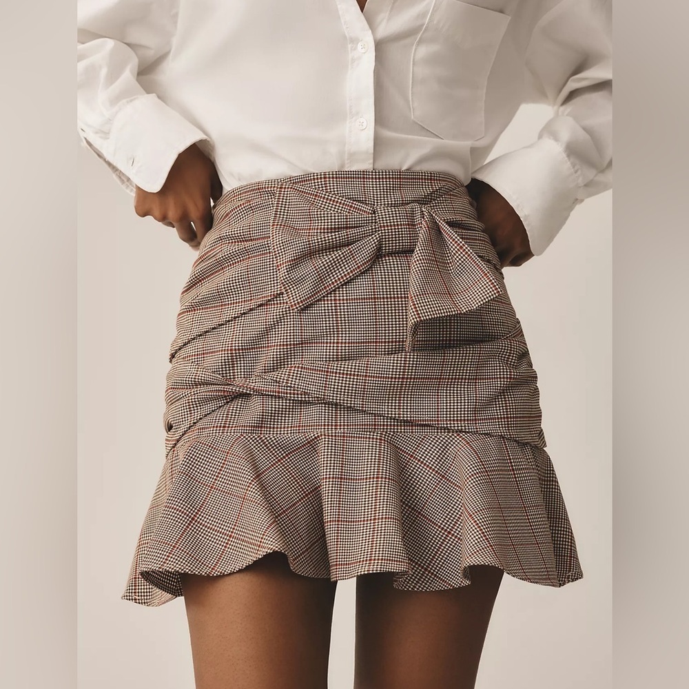 NWT! Anthropologie Maeve Manipulated Plaid Mini Skirt - Size Small 💌